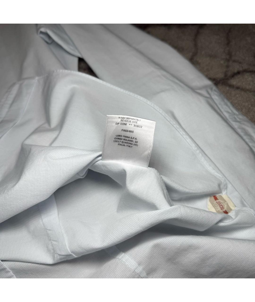 LORO PIANA Голубая хлопковая классическая рубашка, фото 6
