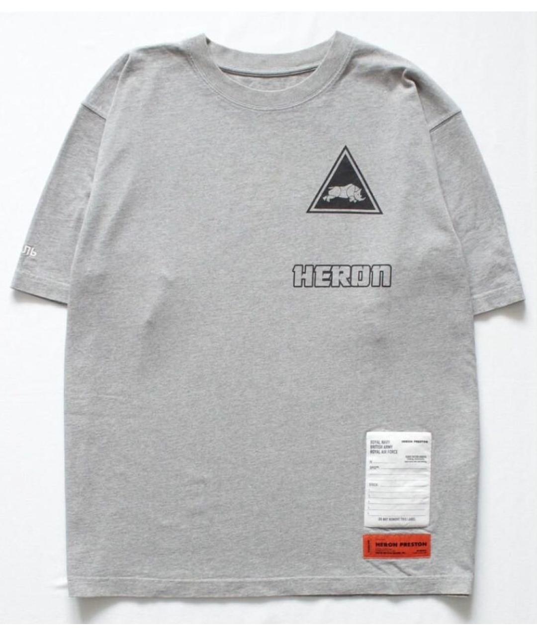 HERON PRESTON Серая хлопковая футболка, фото 2