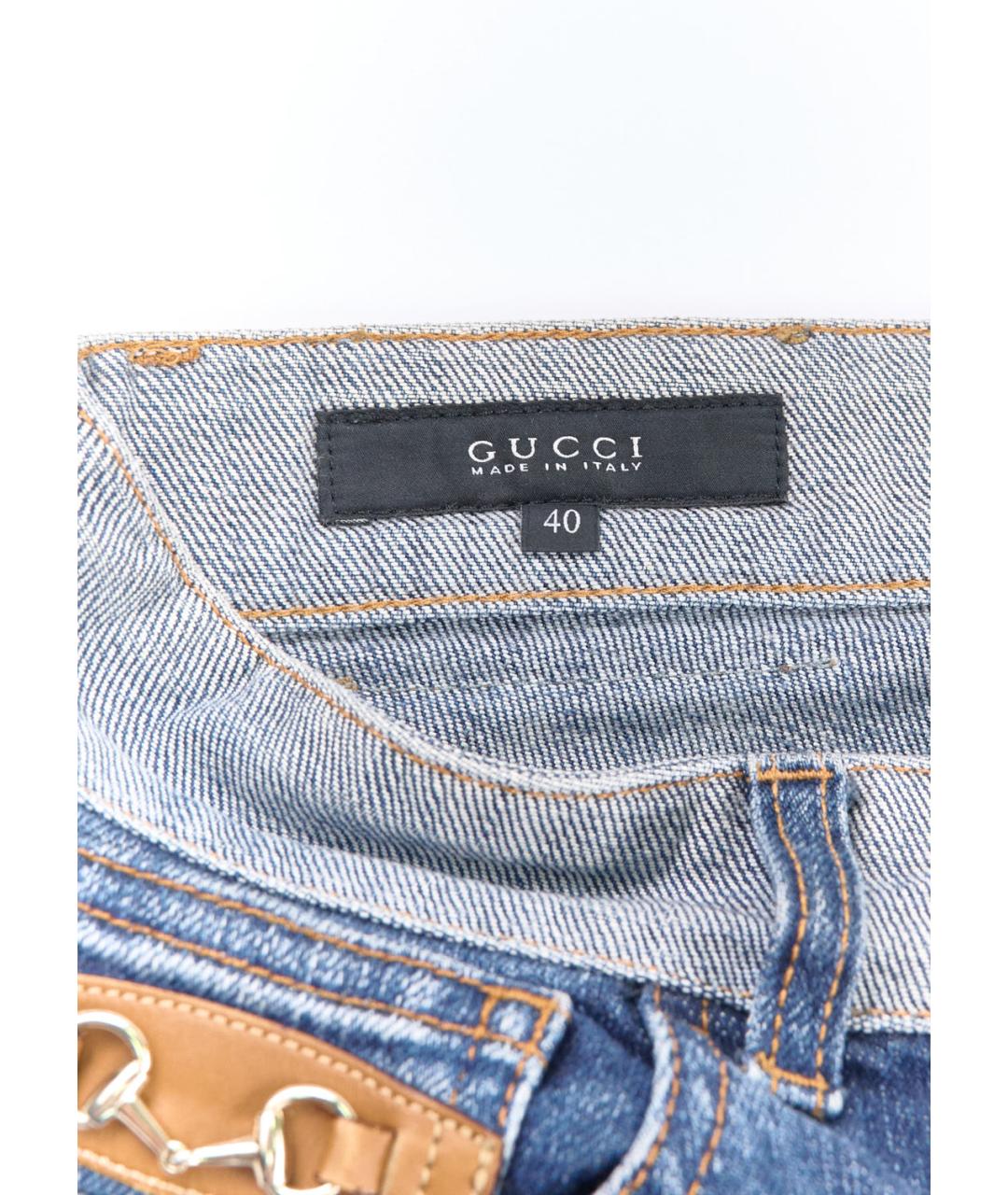GUCCI Синие хлопко-эластановые джинсы клеш, фото 3