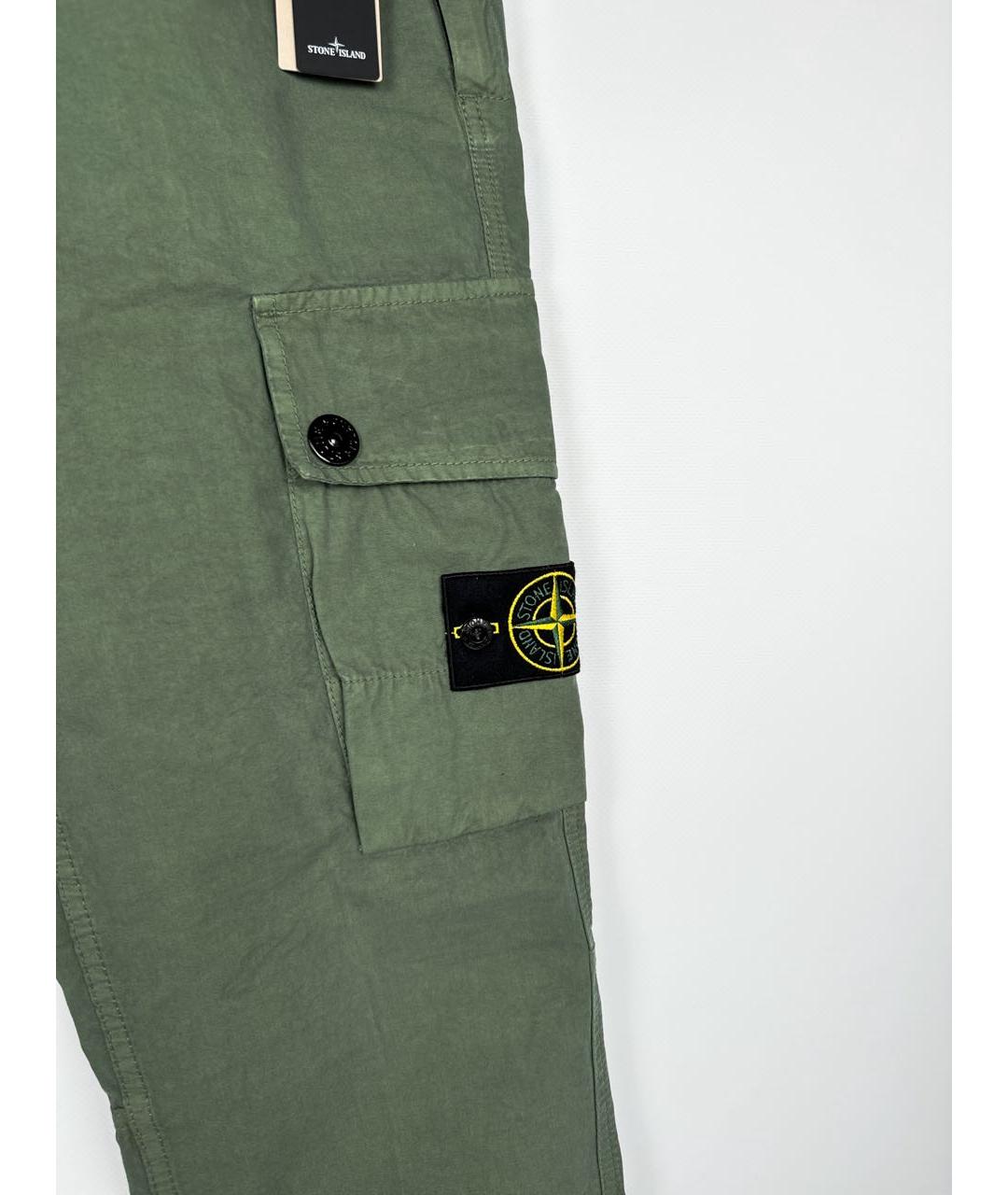 STONE ISLAND Зеленые хлопковые повседневные брюки, фото 4