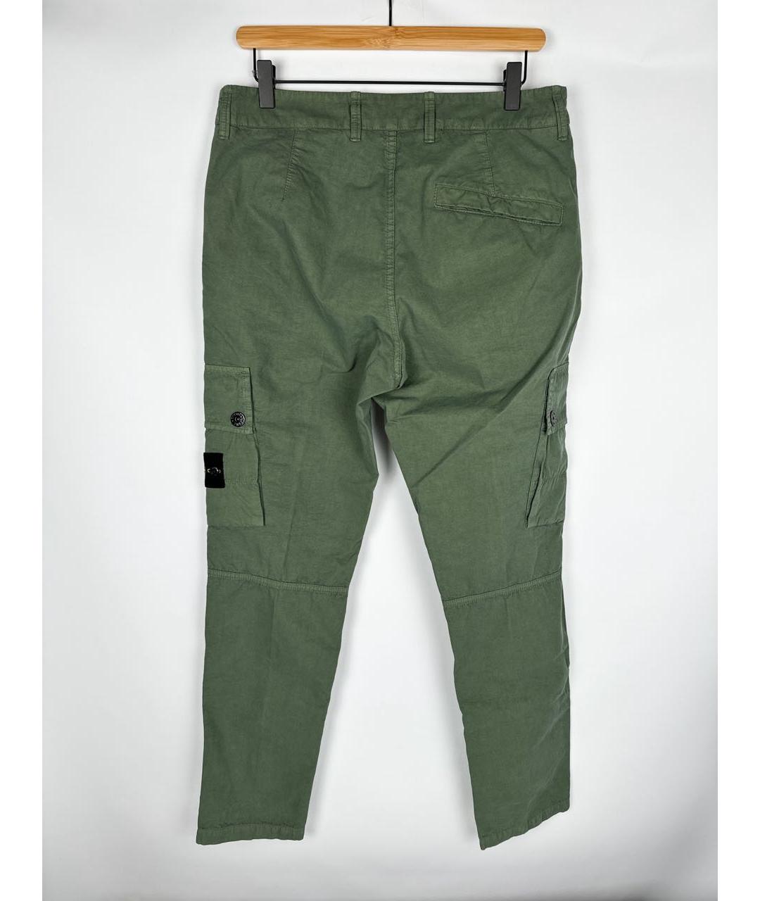 STONE ISLAND Зеленые хлопковые повседневные брюки, фото 2