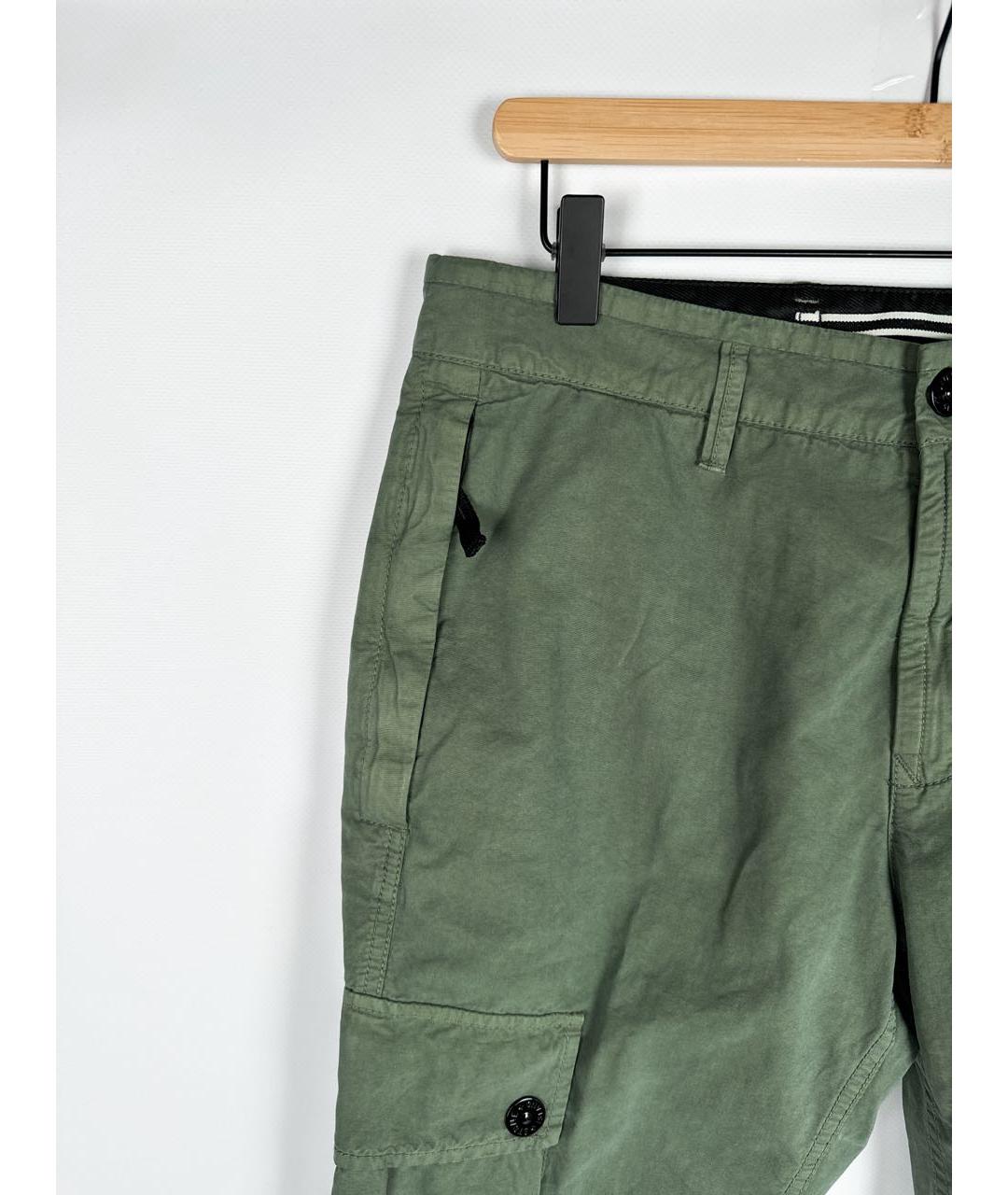 STONE ISLAND Зеленые хлопковые повседневные брюки, фото 3