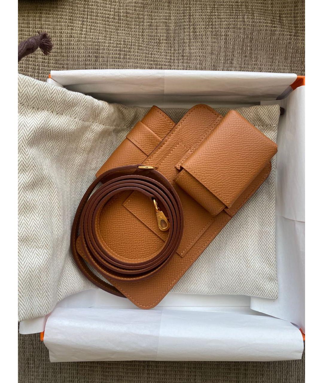 HERMES Коричневая кожаная сумка через плечо, фото 5