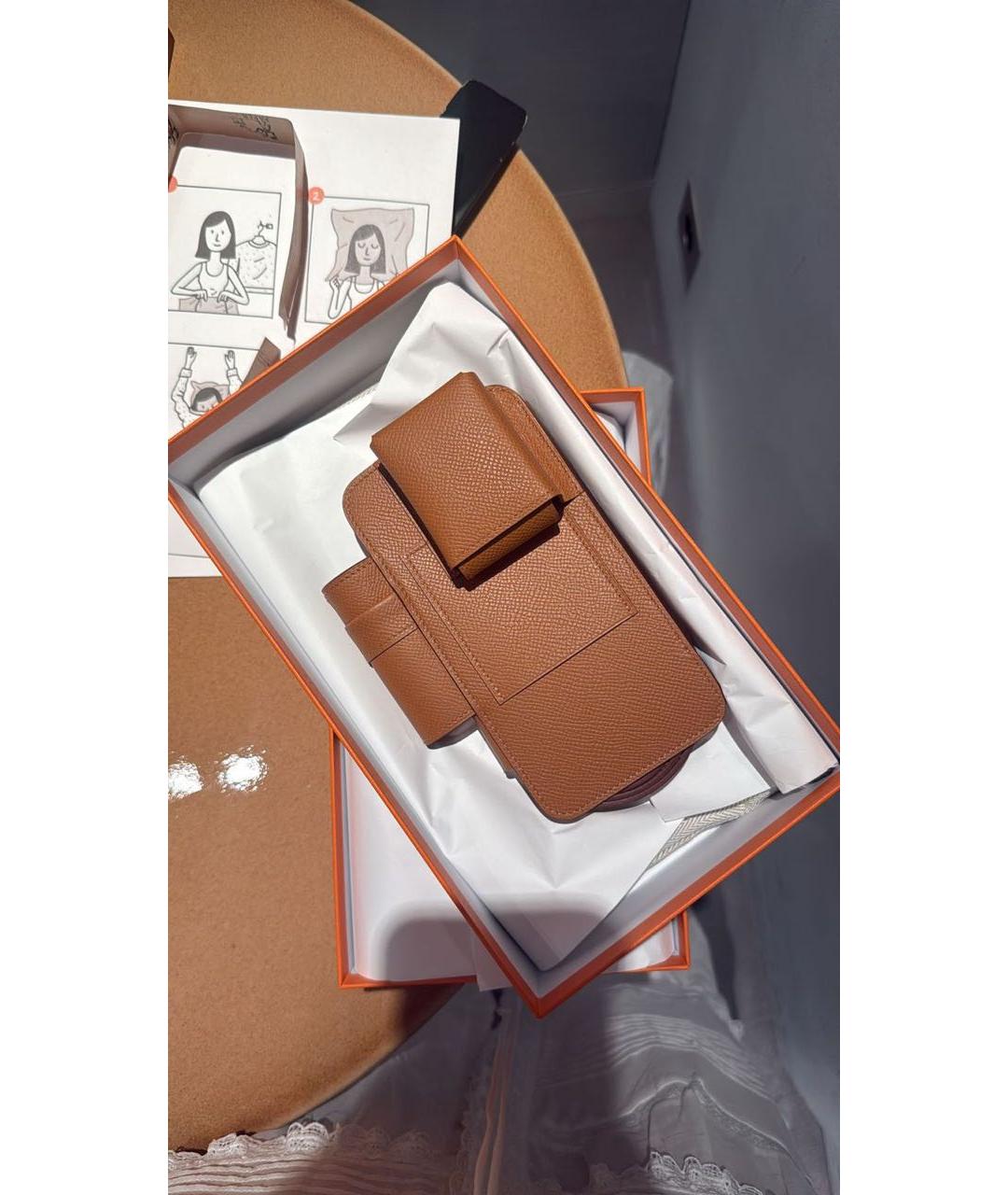 HERMES Коричневая кожаная сумка через плечо, фото 4