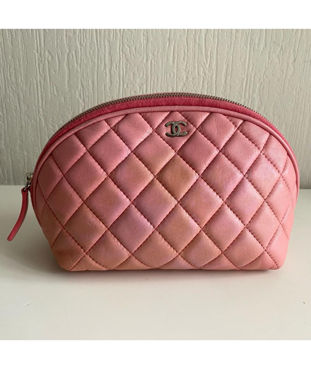 CHANEL Розовая кожаная косметичка, фото 9