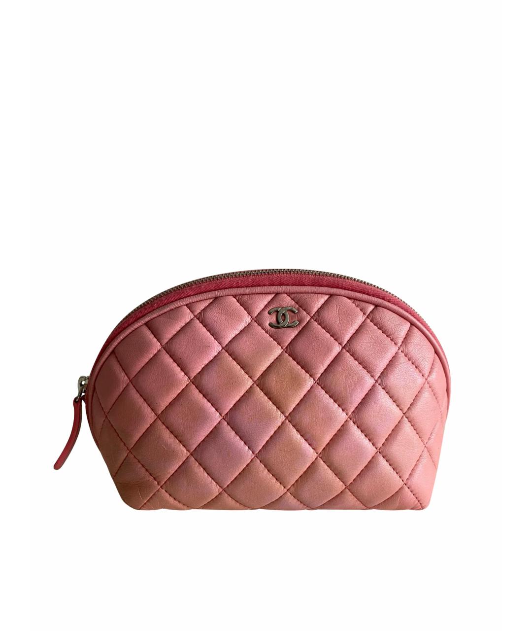 CHANEL Розовая кожаная косметичка, фото 1