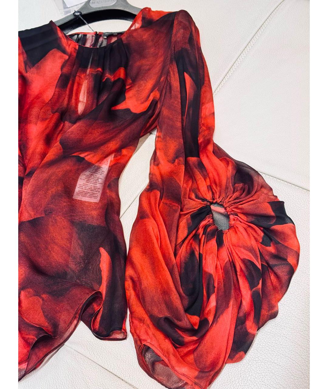 ALEXANDER MCQUEEN Красная шелковая блузы, фото 4