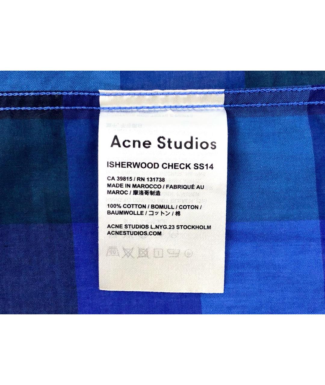 ACNE STUDIOS Синяя хлопковая кэжуал рубашка, фото 7