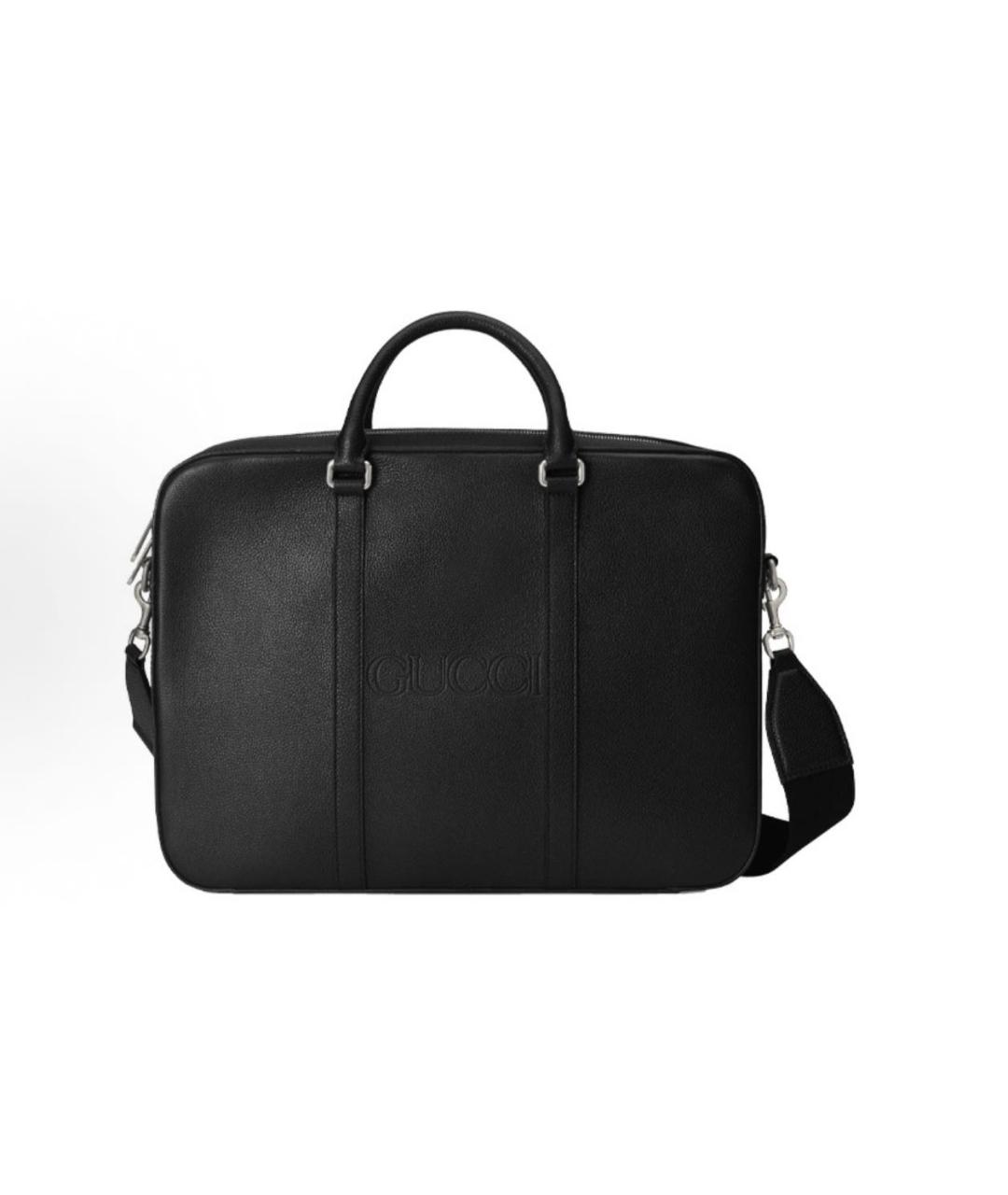 GUCCI Черный кожаный портфель, фото 6