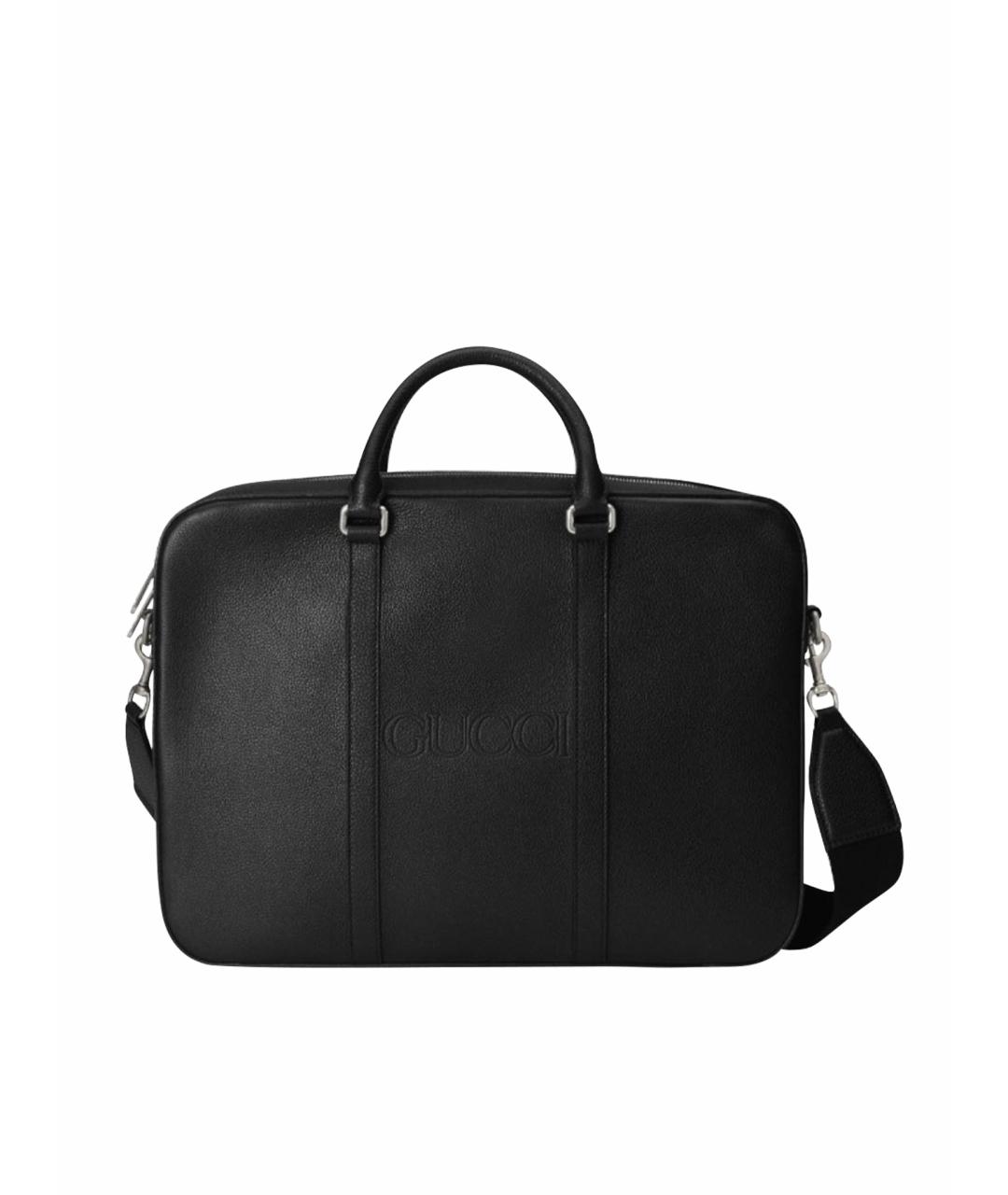 GUCCI Черный кожаный портфель, фото 1
