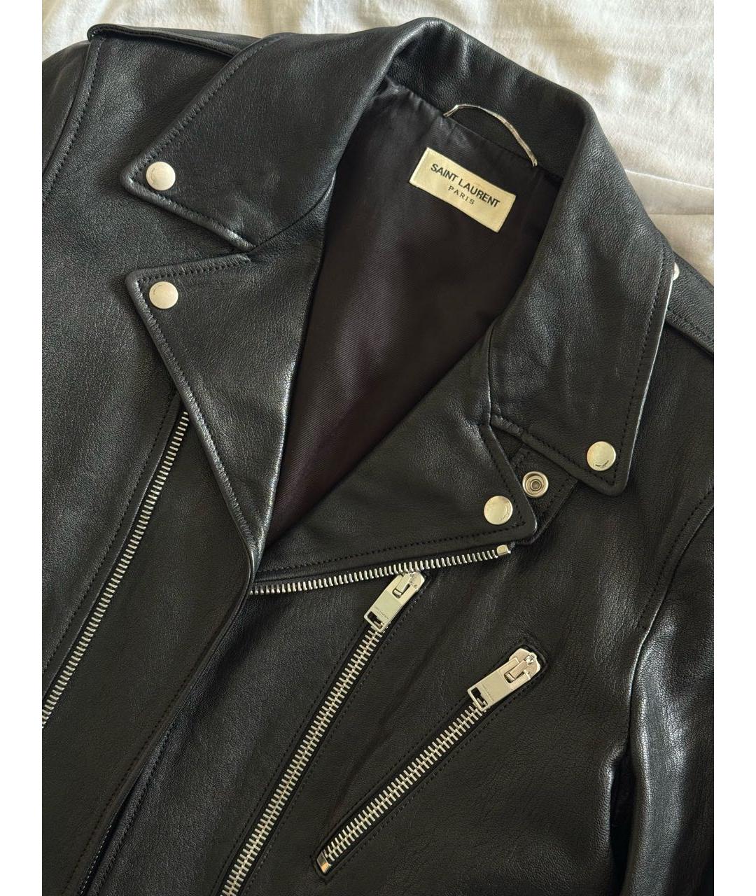 SAINT LAURENT Черная кожаная куртка, фото 3