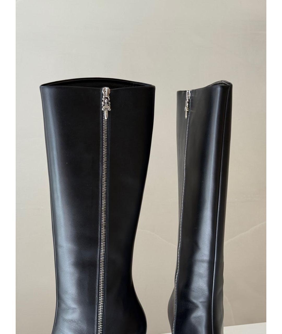 CHROME HEARTS Черные кожаные сапоги, фото 6