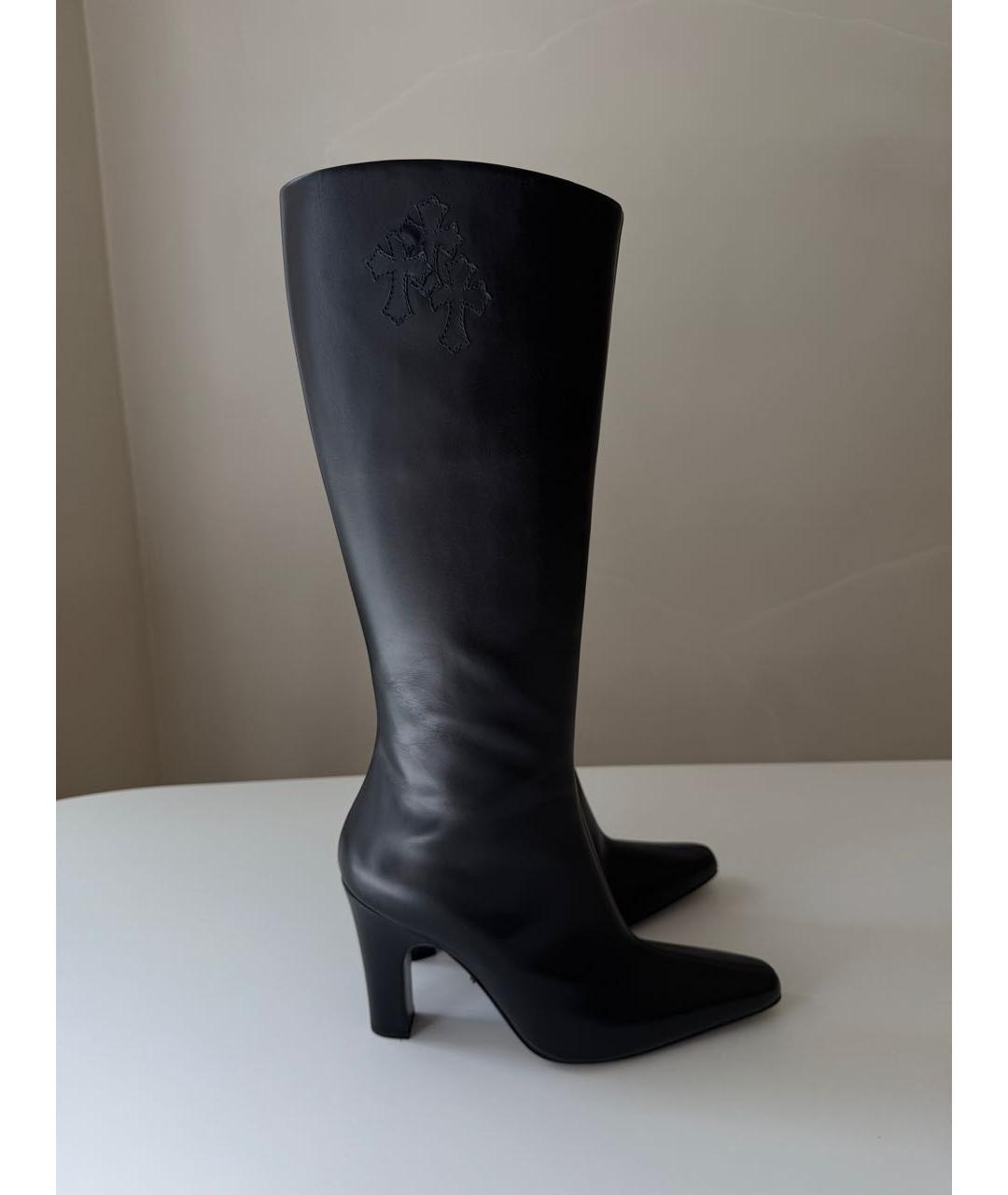 CHROME HEARTS Черные кожаные сапоги, фото 9