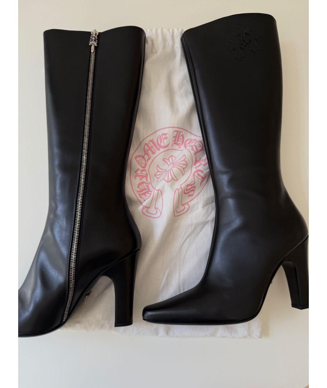 CHROME HEARTS Черные кожаные сапоги, фото 8
