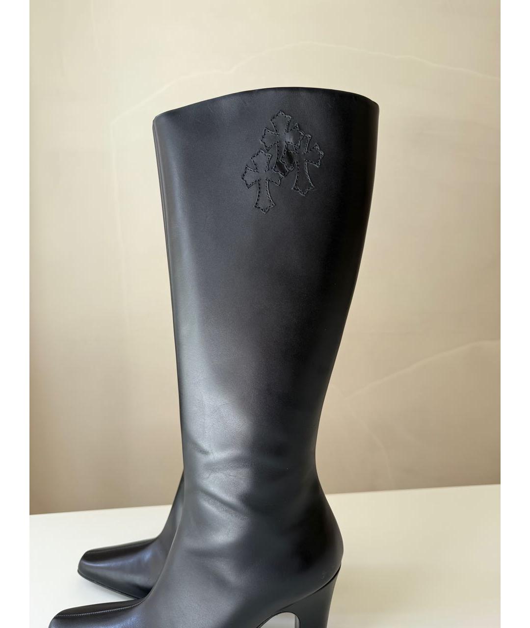 CHROME HEARTS Черные кожаные сапоги, фото 7
