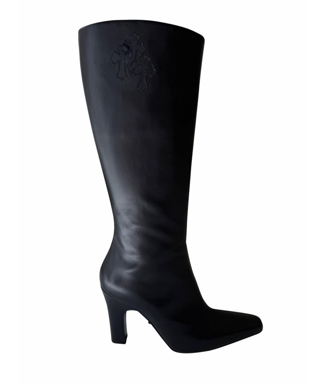 CHROME HEARTS Черные кожаные сапоги, фото 1