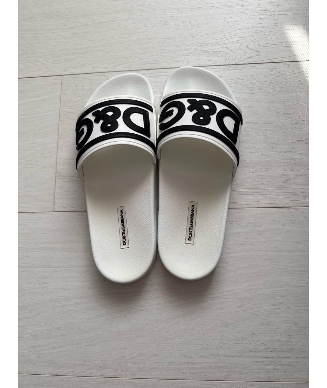 DOLCE&GABBANA Белые шлепанцы, фото 3