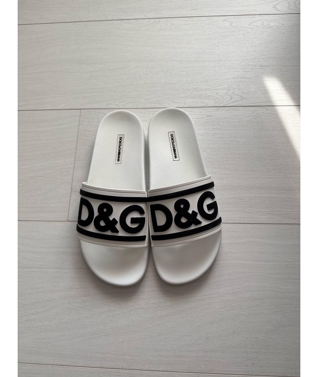 DOLCE&GABBANA Белые шлепанцы, фото 2