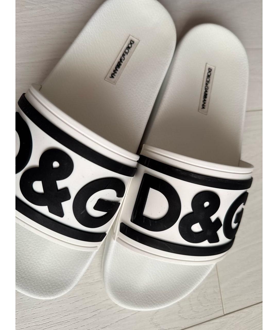 DOLCE&GABBANA Белые шлепанцы, фото 6