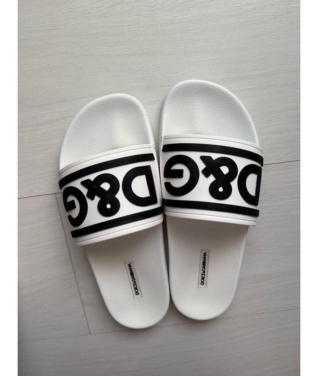 DOLCE&GABBANA Белые шлепанцы, фото 5