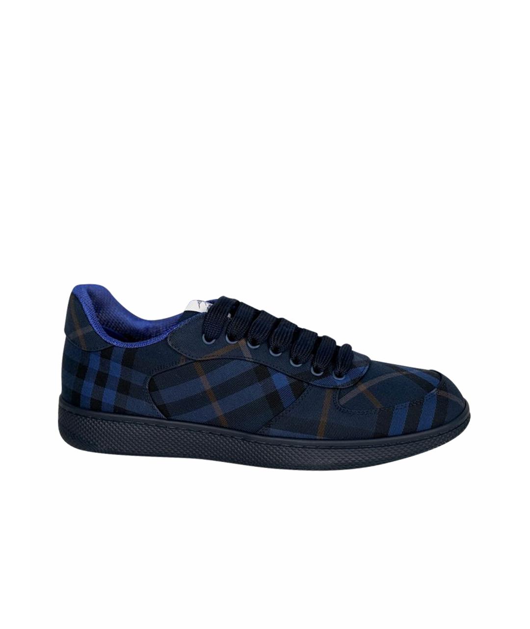 BURBERRY Синие текстильные низкие кроссовки / кеды, фото 1