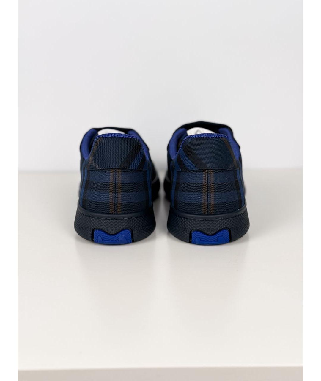 BURBERRY Синие текстильные низкие кроссовки / кеды, фото 3