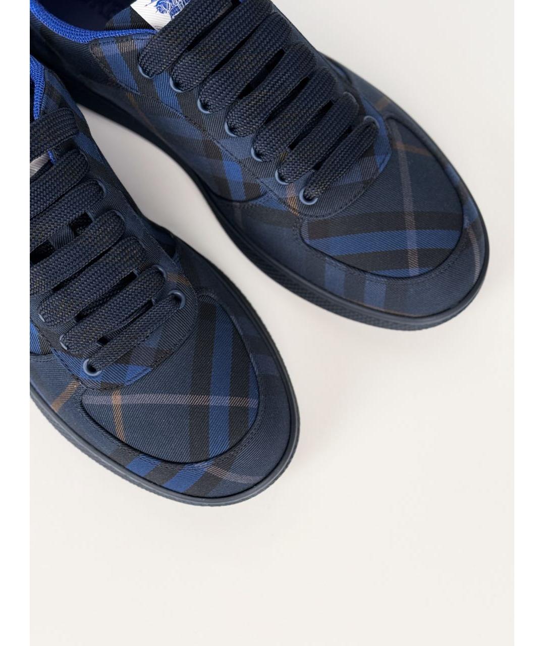 BURBERRY Синие текстильные низкие кроссовки / кеды, фото 5