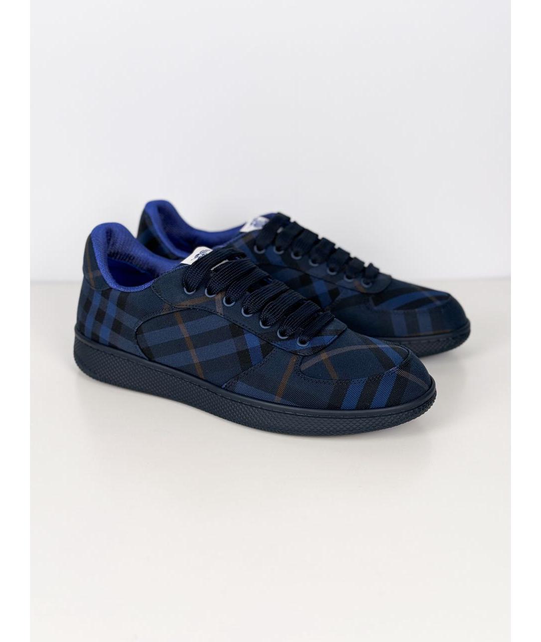 BURBERRY Синие текстильные низкие кроссовки / кеды, фото 4