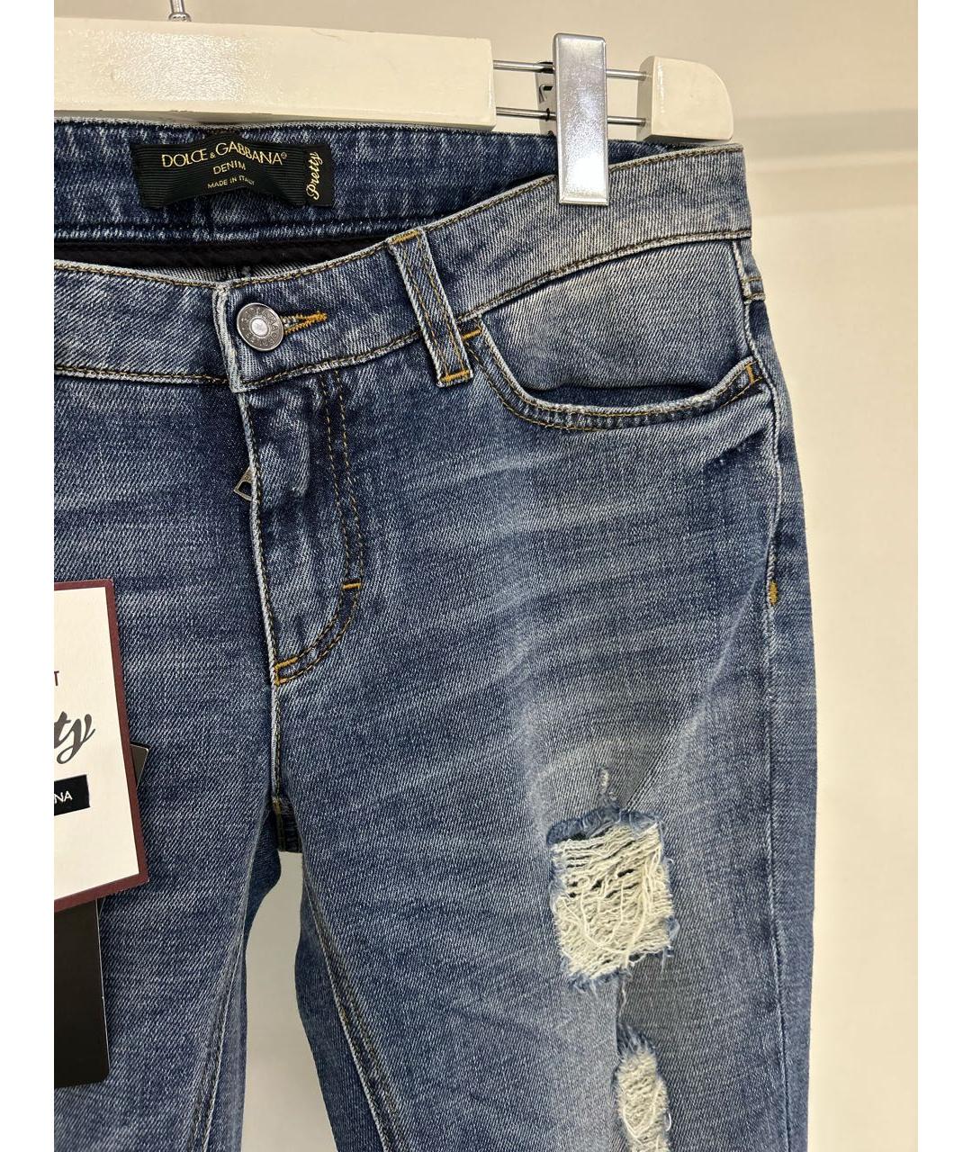 DOLCE&GABBANA Синие хлопко-эластановые джинсы слим, фото 3
