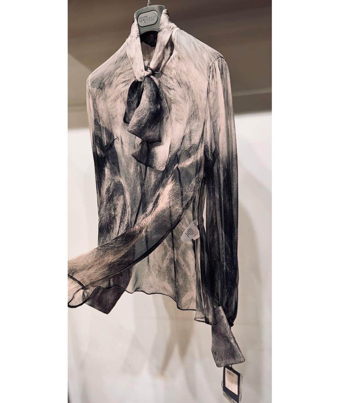 ALEXANDER MCQUEEN Серая шелковая блузы, фото 2