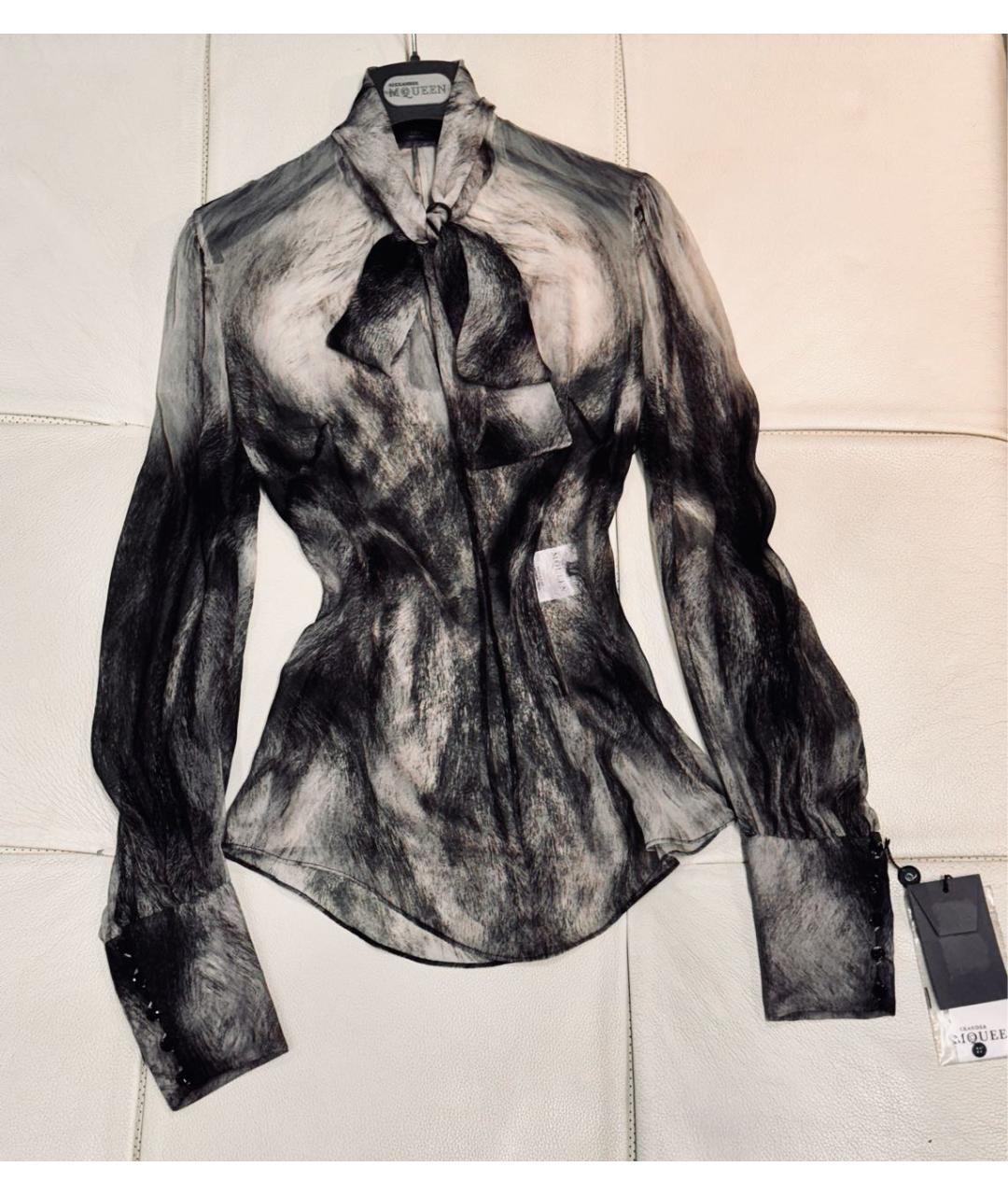 ALEXANDER MCQUEEN Серая шелковая блузы, фото 5