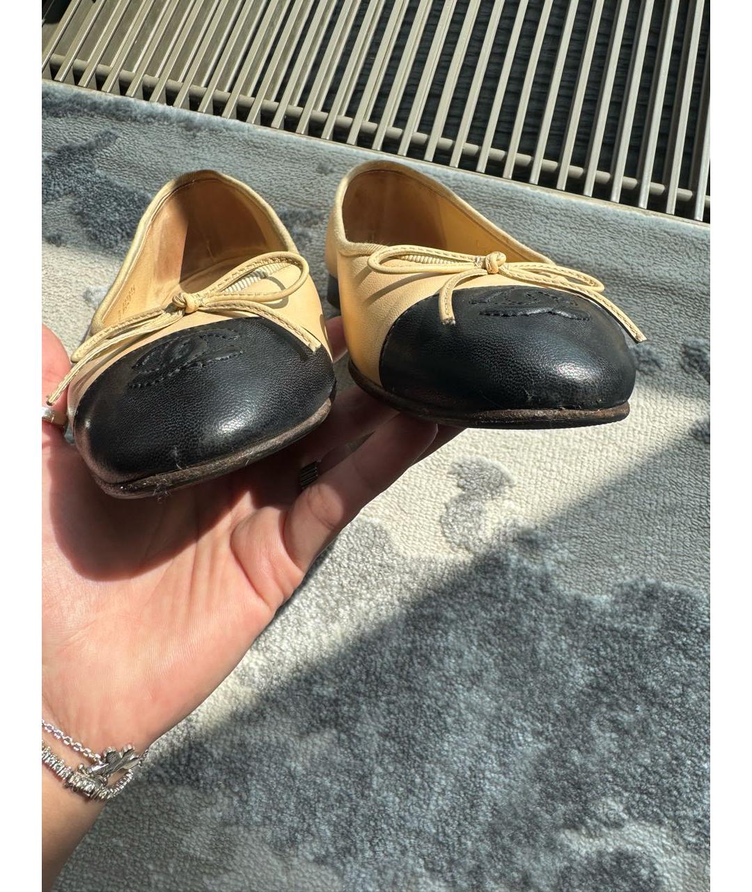 CHANEL Бежевые кожаные балетки, фото 8