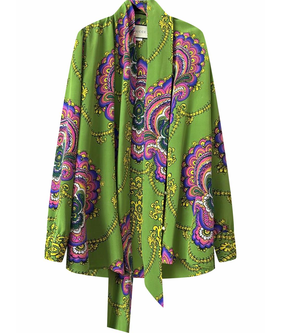 GUCCI Зеленая шелковая блузы, фото 1