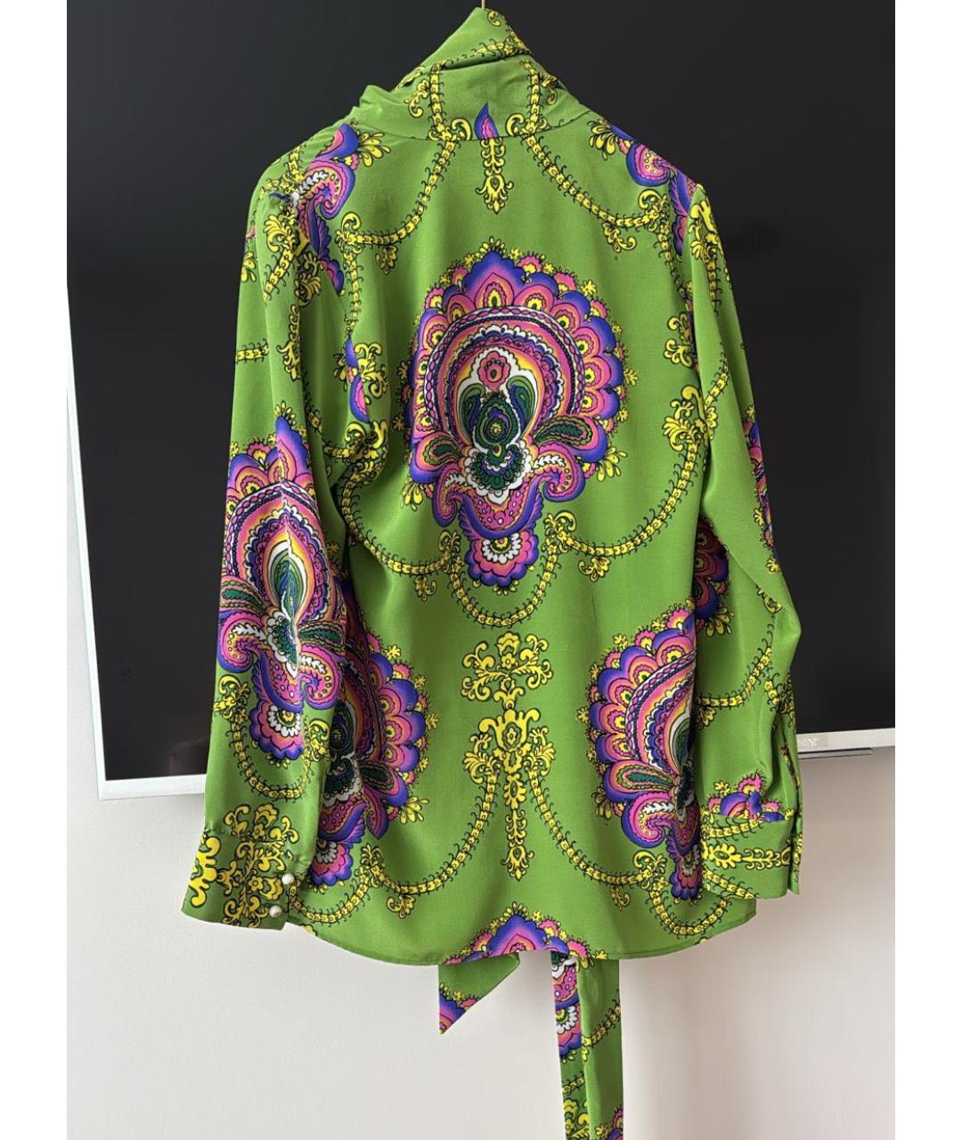 GUCCI Зеленая шелковая блузы, фото 2
