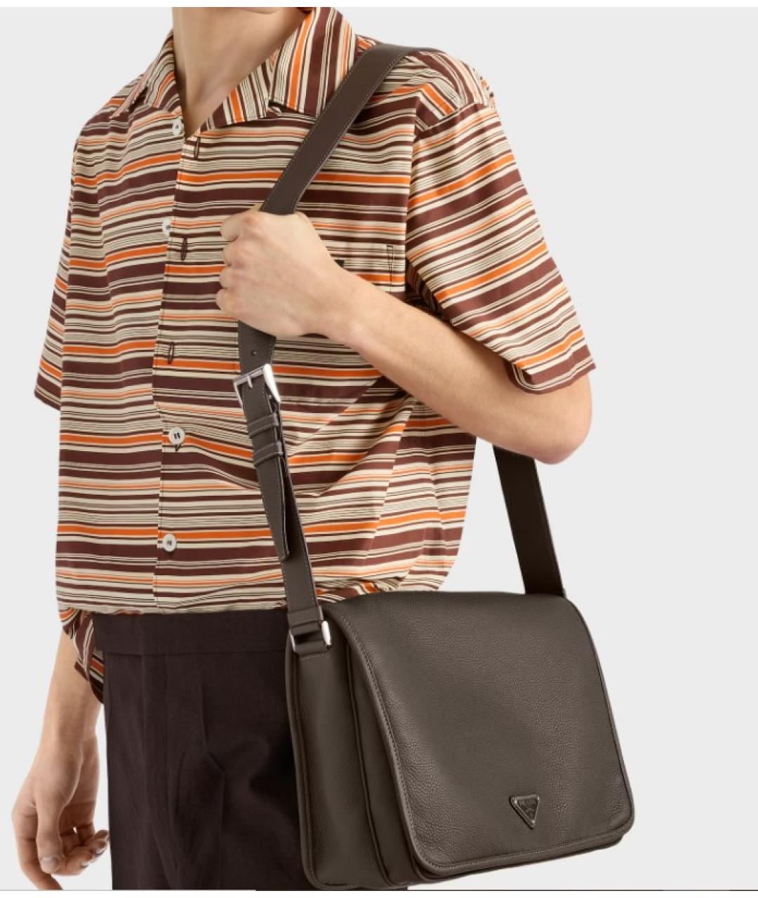 PRADA Хаки кожаная сумка на плечо, фото 6
