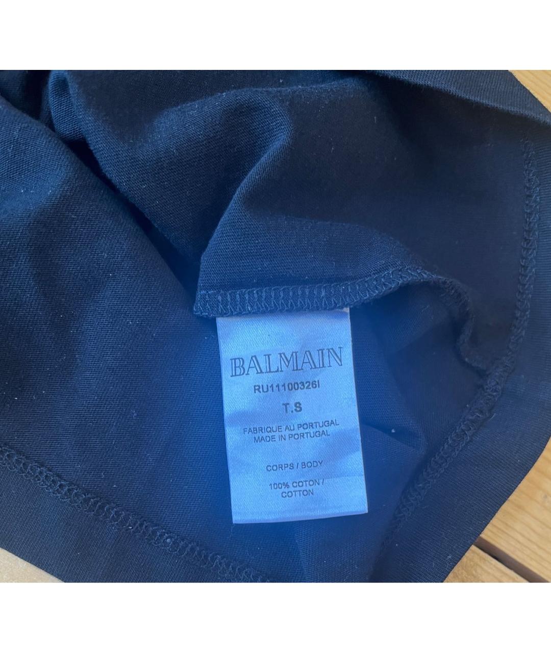 BALMAIN Черная хлопковая футболка, фото 3