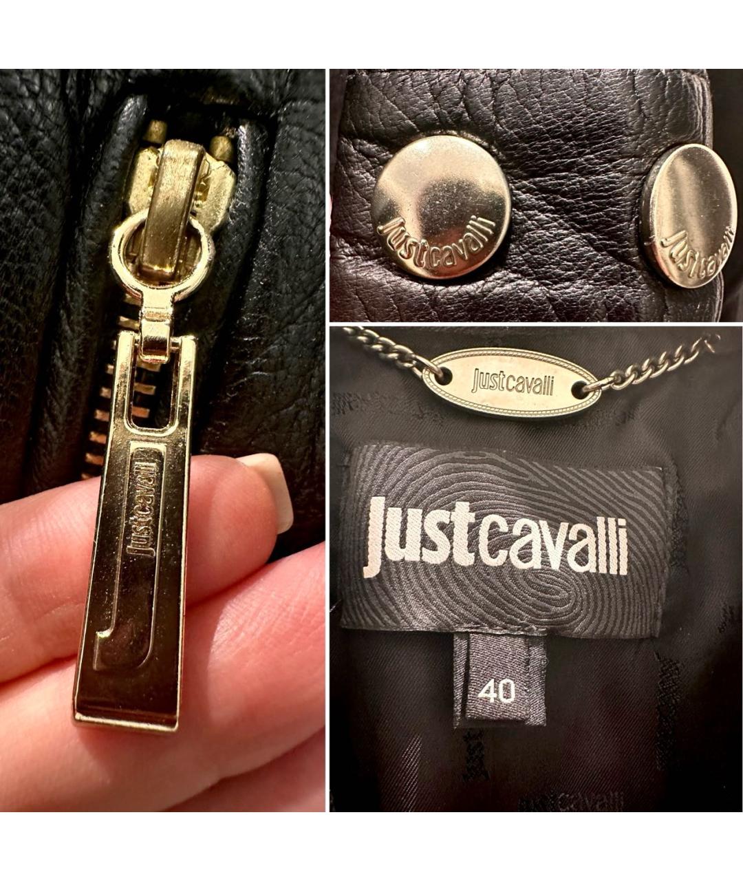 JUST CAVALLI Черная кожаная куртка, фото 4