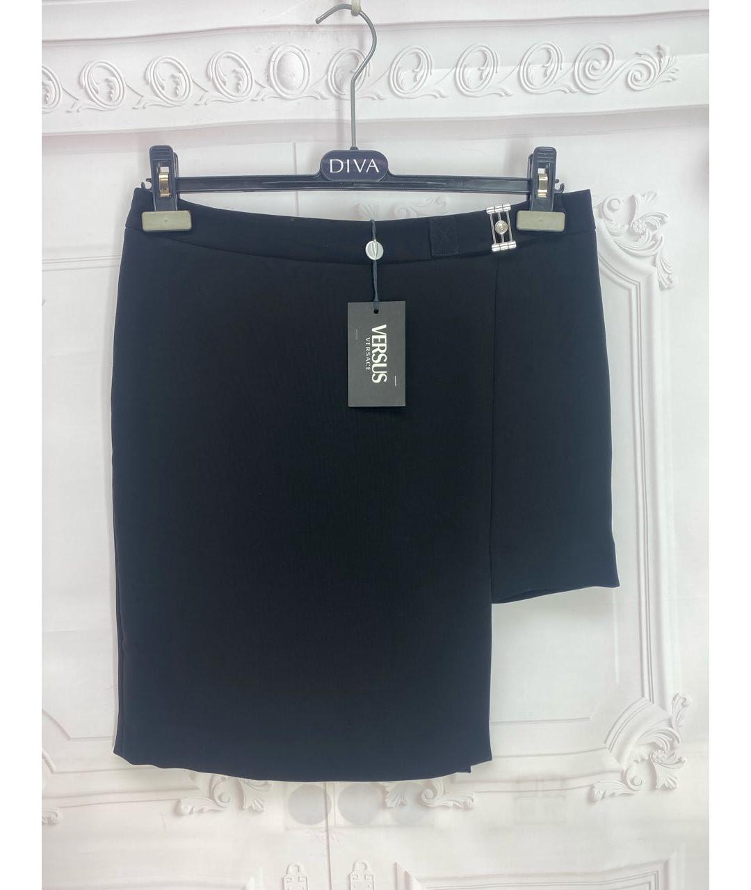 VERSUS VERSACE Черная полиэстеровая юбка мини, фото 5