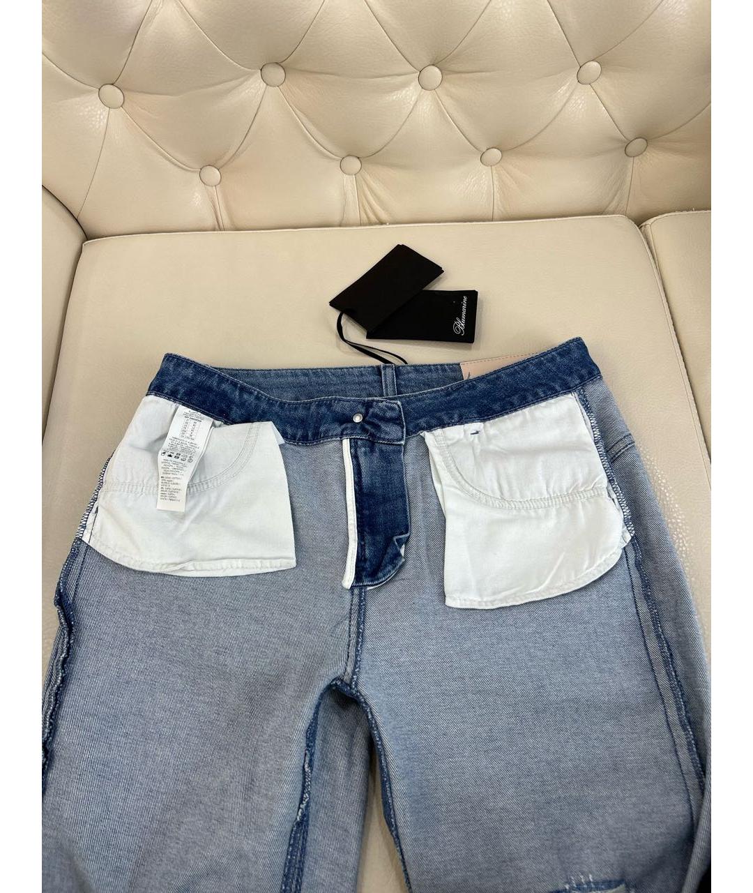 BLUMARINE Голубые хлопко-эластановые прямые джинсы, фото 6