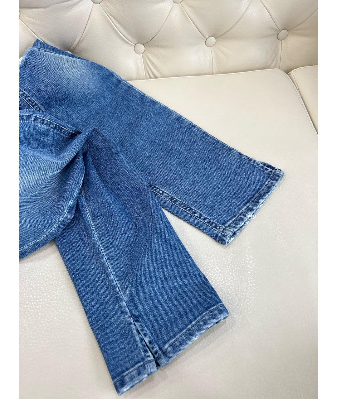 BLUMARINE Голубые хлопко-эластановые прямые джинсы, фото 7