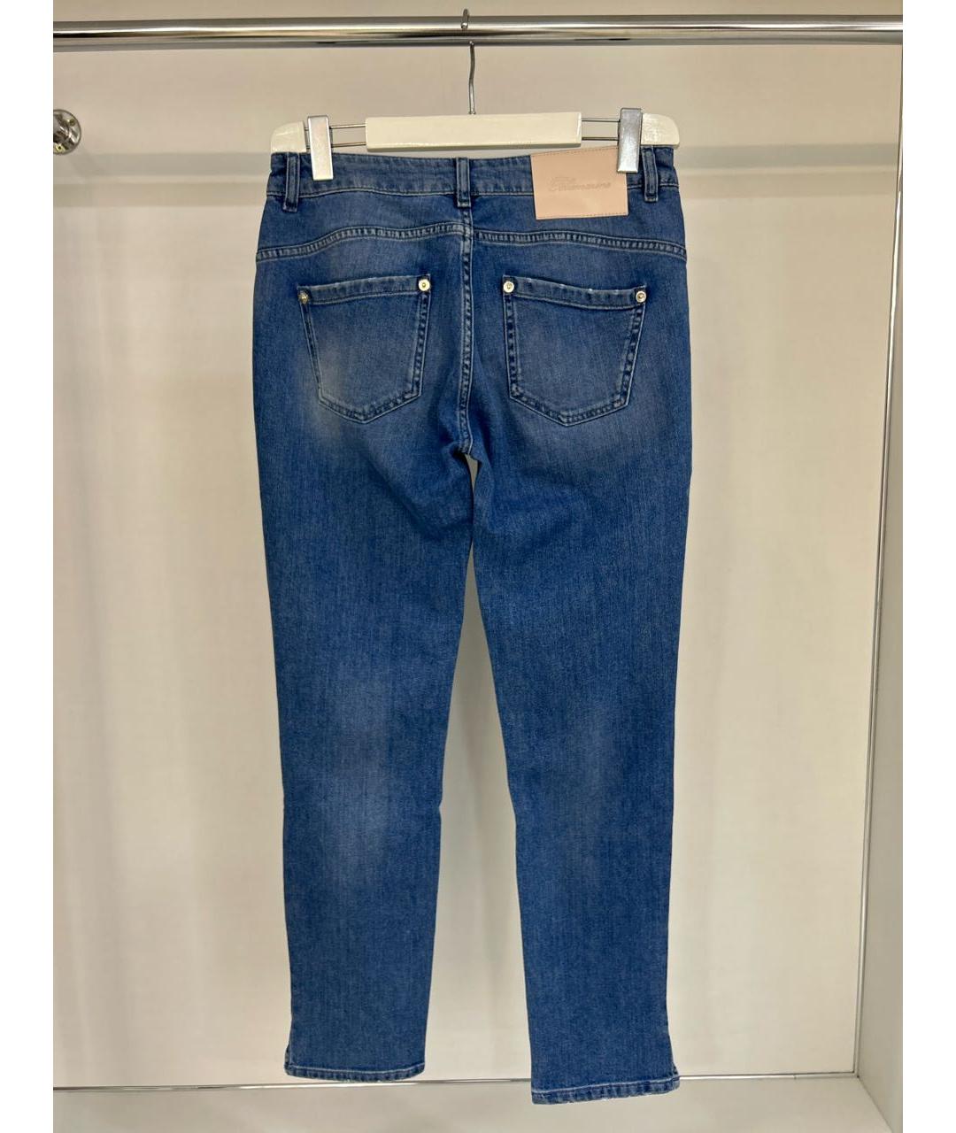 BLUMARINE Голубые хлопко-эластановые прямые джинсы, фото 2