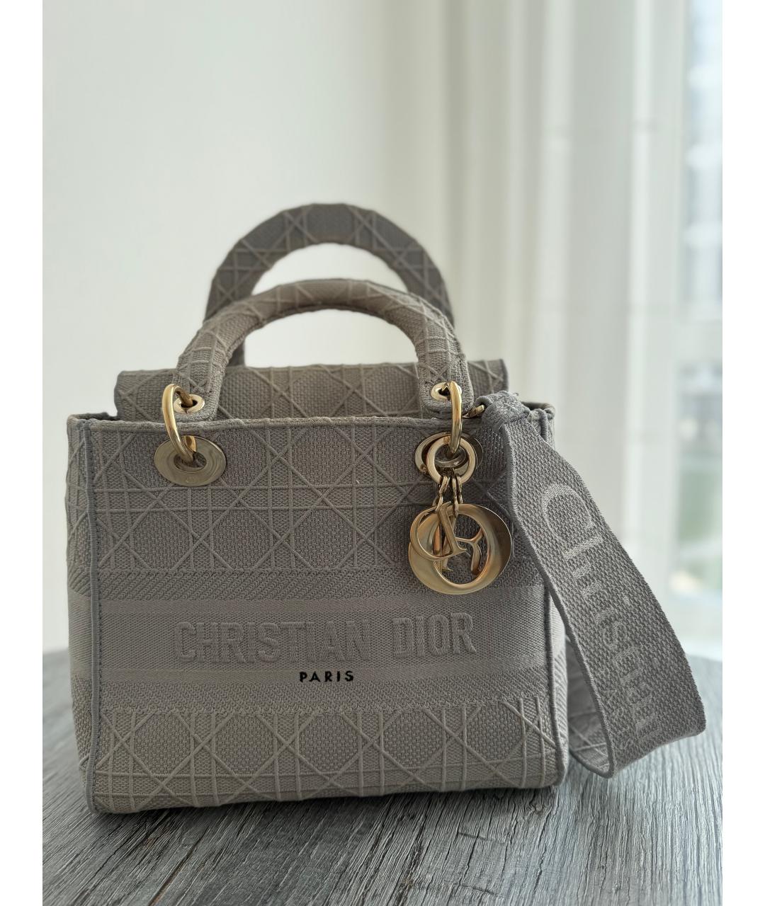 CHRISTIAN DIOR Серая тканевая сумка с короткими ручками, фото 5