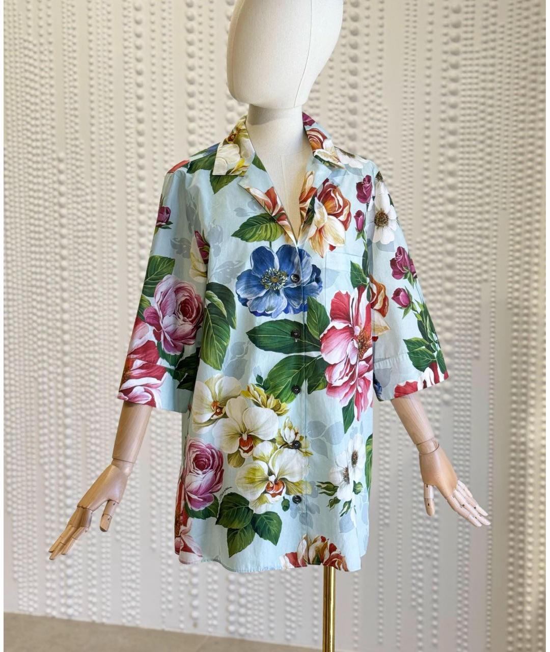 DOLCE&GABBANA Бирюзовая хлопковая рубашка, фото 5