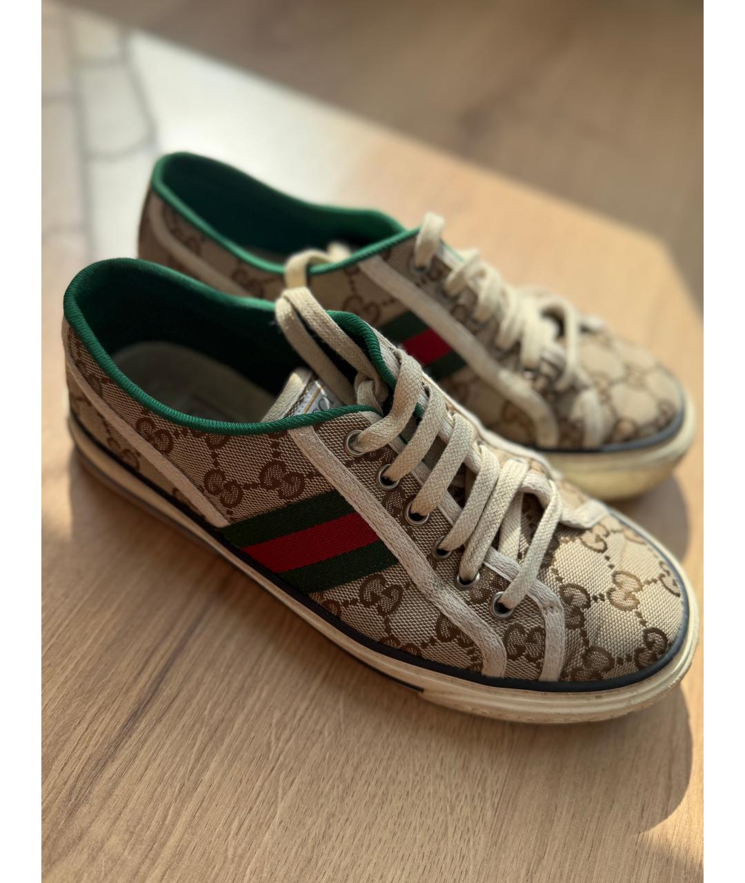 GUCCI Бежевые текстильные кеды, фото 6