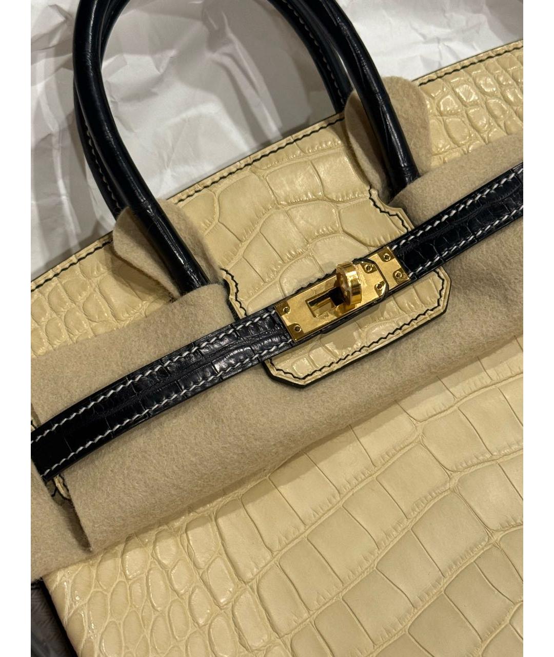 HERMES Черная сумка с короткими ручками из экзотической кожи, фото 7