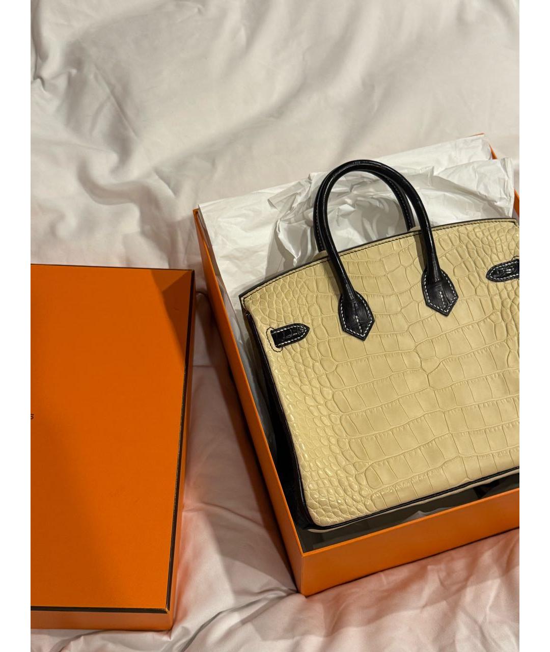 HERMES Черная сумка с короткими ручками из экзотической кожи, фото 4