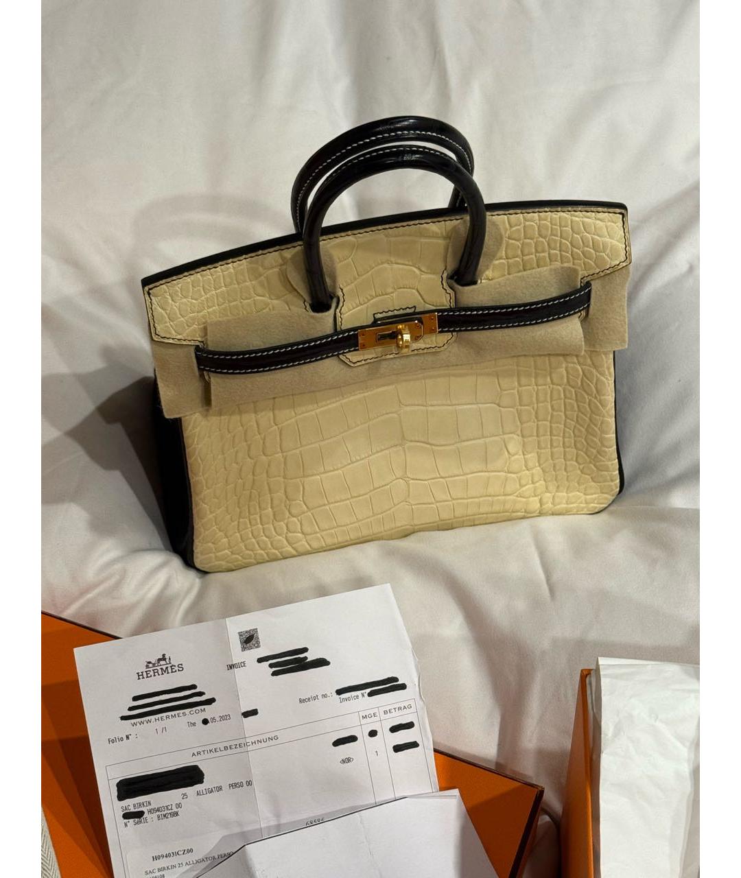 HERMES Черная сумка с короткими ручками из экзотической кожи, фото 6