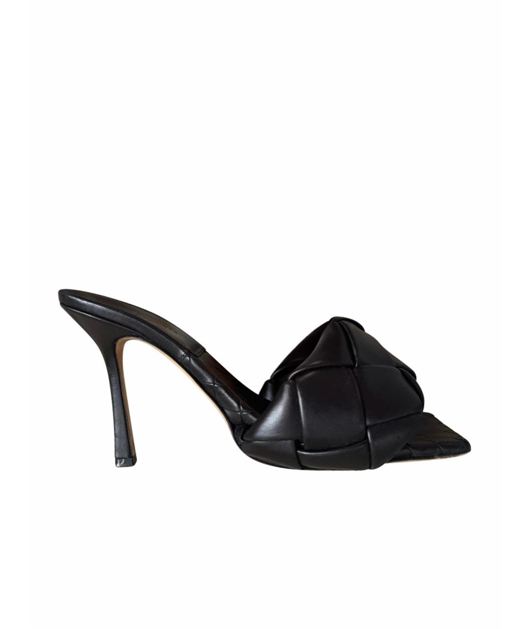 BOTTEGA VENETA Черные кожаные мюли, фото 1