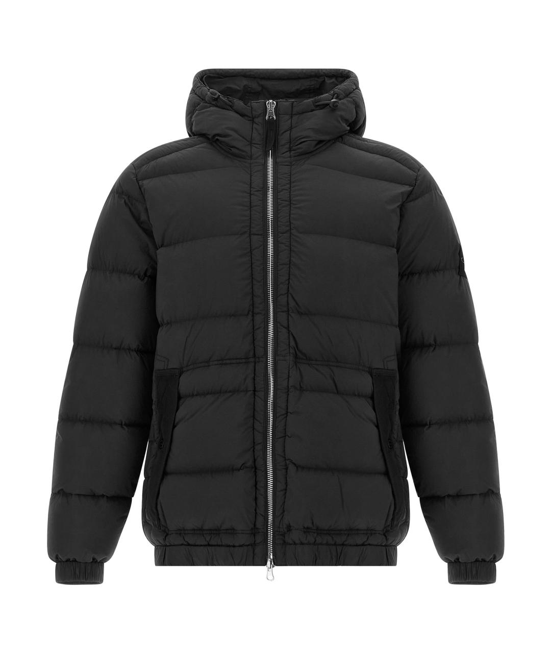 STONE ISLAND Черный полиамидовый пуховик, фото 1