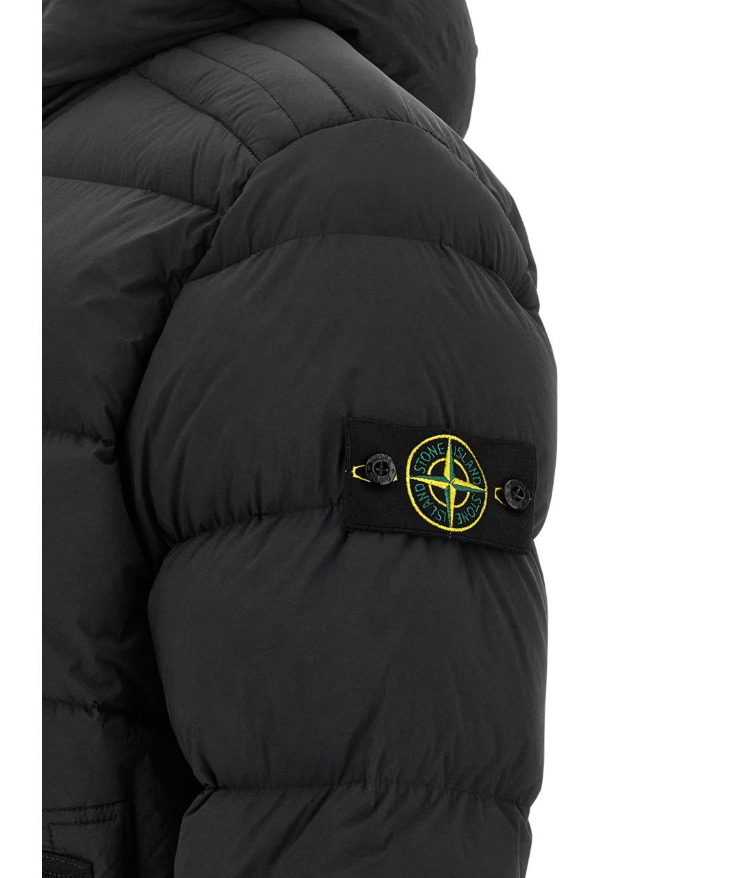 STONE ISLAND Черный полиамидовый пуховик, фото 4